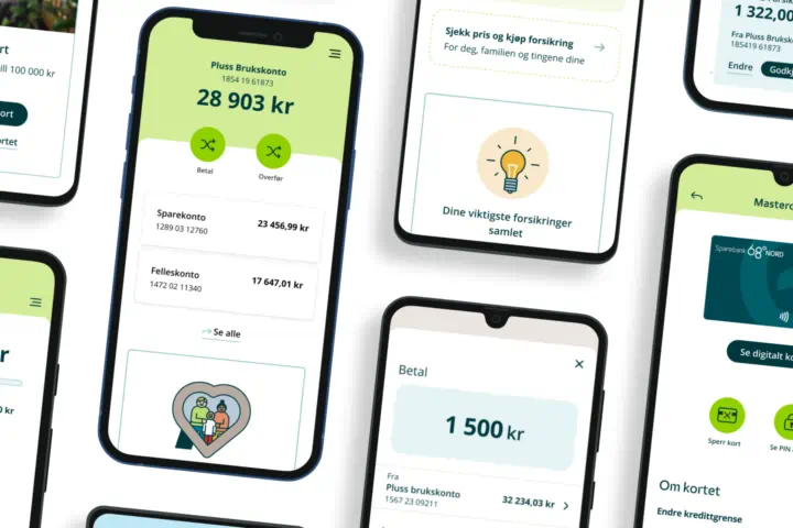 Illustrasjon av skjermbilder fra mobilbanken