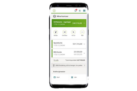Skjermbilde av mobilbank i Samsung S8